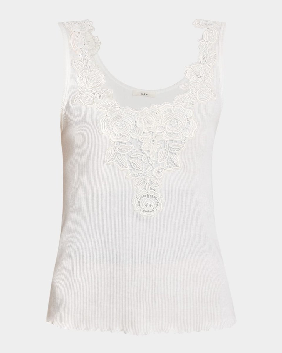 Ribbed Lace-Front Tank